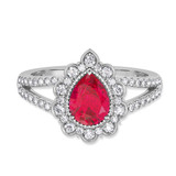 Photo of Kana 1 7/8 Carat T.W. Ruby and diamond Engagement Ring 14K White Gold Vermeil [BT2702WE-C000]
