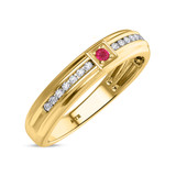 Photo of Holly 2 Carat T.W. Ruby and Diamond Matching Wedding Trio Set 14K Yellow Gold Vermeil [BT2698YM]