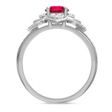 Photo of Clema 1 1/2 CT. T.W. Ruby and Diamond Matching Wedding Trio Set 14K White Gold Vermeil [BT2691WE-C000]