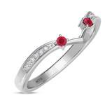 Photo of Clema 1 1/2 CT. T.W. Ruby and Diamond Matching Wedding Trio Set 14K White Gold Vermeil [BT2691WL]