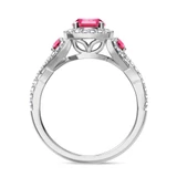 Photo of Lone 2 1/3 CT. T.W. Ruby and Diamond Matching Wedding Trio Set 14K White Gold Vermeil [BT2706WE-C000]