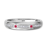 Photo of Lone 2 1/3 CT. T.W. Ruby and Diamond Matching Wedding Trio Set 14K White Gold Vermeil [BT2706WM]