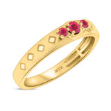 Photo of Azaleia 1 1/3 CT. T.W. Ruby and Diamond Matching Wedding Trio Set 14K Yellow Gold Vermeil [BT2687YM]