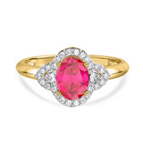 Photo of Holly 1 2/3 Carat T.W. Ruby and diamond Engagement Ring 14K Yellow Gold Vermeil [BT2698YE-C000]