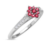 Photo of Neeja 1/2 CT. T.W. Ruby and Diamond Matching Wedding Trio Set 14K White Gold Vermeil [BT2710WE-C000]