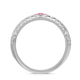 Photo of Neeja 1/2 CT. T.W. Ruby and Diamond Matching Wedding Trio Set 14K White Gold Vermeil [BT2710WM]