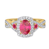 Photo of Lone 2 1/3 Carat T.W. Ruby and Diamond Matching Wedding Trio Set 14K Yellow Gold Vermeil [BT2706YE-C000]