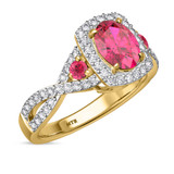 Photo of Lone 2 1/3 Carat T.W. Ruby and Diamond Matching Wedding Trio Set 14K Yellow Gold Vermeil [BT2706YE-C000]