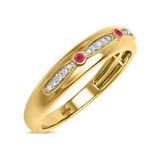 Photo of Lone 2 1/3 Carat T.W. Ruby and Diamond Matching Wedding Trio Set 14K Yellow Gold Vermeil [BT2706YM]