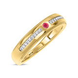 Photo of Evanthe 2 CT. T.W. Ruby and Diamond Matching Wedding Trio Set 14K Yellow Gold Vermeil [BT2695YM]