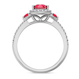 Photo of Ixora 1 1/4 CT. T.W. Ruby and Diamond Matching Bridal Set 14K White Gold Vermeil [BT2700WE-C000]