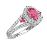Photo of Kantuta 1 1/2 CT. T.W. Ruby and Diamond Matching Wedding Trio Set 14K White Gold Vermeil [BT2703WE-C000]