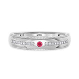 Photo of Kantuta 1 1/2 CT. T.W. Ruby and Diamond Matching Wedding Trio Set 14K White Gold Vermeil [BT2703WM]