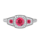 Photo of Diantha 1 1/10 CT. T.W. Ruby and Diamond Matching Bridal Set 14K White Gold Vermeil [BT2693WE-C000]