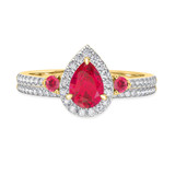 Photo of Ixora 1 1/4 Carat T.W. Ruby and Diamond Matching Bridal Set 14K Yellow Gold Vermeil [BR2700Y-C000]