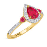 Photo of Ixora 1 1/4 Carat T.W. Ruby and Diamond Matching Bridal Set 14K Yellow Gold Vermeil [BT2700YE-C000]