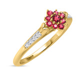 Photo of Neeja 3/8 CT. T.W. Ruby and diamond Engagement Ring 14K Yellow Gold Vermeil [BT2710YE-C000]