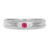 Photo of Magnol 1 1/10 Carat T.W. Ruby and Diamond Matching Wedding Trio Set 14K White Gold Vermeil [BT2707WM]