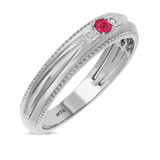 Photo of Magnol 1 1/10 Carat T.W. Ruby and Diamond Matching Wedding Trio Set 14K White Gold Vermeil [BT2707WM]