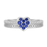 Photo of Manuka 1/5 CT. T.W. Sapphire and Diamond Matching Bridal Set 14K White Gold Vermeil [BR2733W-C000]
