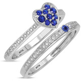 Photo of Manuka 1/5 CT. T.W. Sapphire and Diamond Matching Bridal Set 14K White Gold Vermeil [BR2733W-C000]