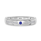 Photo of Kalina 1/7 Carat T.W. Sapphire and Diamond Mens Wedding Band 14K White Gold Vermeil [BT2726WM]