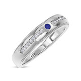 Photo of Kalina 1/7 Carat T.W. Sapphire and Diamond Mens Wedding Band 14K White Gold Vermeil [BT2726WM]