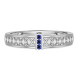 Photo of Manuka 1/7 CT. T.W. Sapphire and Diamond Mens Wedding Band 14K White Gold Vermeil [BT2733WM]