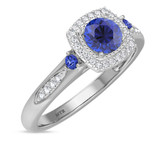 Photo of Mawar 1 Carat T.W. Sapphire and Diamond Matching Bridal Set 14K White Gold Vermeil [BT2734WE-C000]