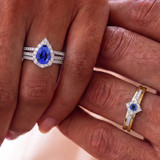 Photo of Lita 1 3/8 CT. T.W. Sapphire and Diamond Matching Wedding Trio Set 14K Yellow Gold Vermeil [BT2730Y-C000]