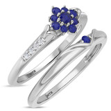 Photo of Neeja 3/8 CT. T.W. Sapphire and Diamond Matching Bridal Set 14K White Gold Vermeil [BR2735W-C000]