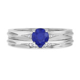 Photo of Irit 7/8 CT. T.W. Sapphire and Diamond Matching Bridal Set 14K White Gold Vermeil [BR2724W-C000]