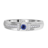 Photo of Bryony 1 5/8 CT. T.W. Sapphire and Diamond Matching Wedding Trio Set 14K White Gold Vermeil [BT2714WM]