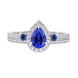 Photo of Ixora 1 1/4 Carat T.W. Sapphire and Diamond Matching Bridal Set 14K White Gold Vermeil [BR2725W-C000]