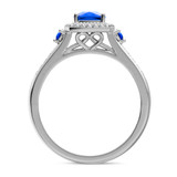Photo of Mawar 1 1/7 CT. T.W. Sapphire and Diamond Matching Wedding Trio Set 14K White Gold Vermeil [BT2734WE-C000]