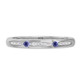 Photo of Mawar 1 1/7 CT. T.W. Sapphire and Diamond Matching Wedding Trio Set 14K White Gold Vermeil [BT2734WL]