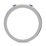 Photo of Mawar 1 1/7 CT. T.W. Sapphire and Diamond Matching Wedding Trio Set 14K White Gold Vermeil [BT2734WL]
