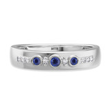 Photo of Kana 1/5 Carat T.W. Sapphire and Diamond Mens Wedding Band 14K White Gold Vermeil [BT2727WM]