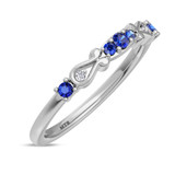 Photo of Garland 1 1/10 CT. T.W. Sapphire and Diamond Matching Wedding Trio Set 14K White Gold Vermeil [BT2721WL]