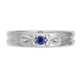 Photo of Garland 1 1/10 CT. T.W. Sapphire and Diamond Matching Wedding Trio Set 14K White Gold Vermeil [BT2721WM]