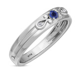 Photo of Garland 1 1/10 CT. T.W. Sapphire and Diamond Matching Wedding Trio Set 14K White Gold Vermeil [BT2721WM]
