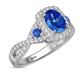 Photo of Lone 2 Carat T.W. Sapphire and diamond Engagement Ring 14K White Gold Vermeil [BT2731WE-C000]