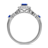 Photo of Garland 3/4 Carat T.W. Sapphire and diamond Engagement Ring 14K White Gold Vermeil [BT2721WE-C000]
