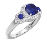 Photo of Kalina 1 1/2 CT. T.W. Sapphire and Diamond Matching Bridal Set 14K White Gold Vermeil [BT2726WE-C000]