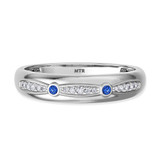 Photo of Lone 1/7 CT. T.W. Sapphire and Diamond Mens Wedding Band 14K White Gold Vermeil [BT2731WM]