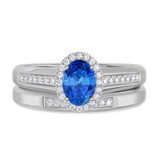 Photo of Chrisoula 7/8 Carat T.W. Sapphire and Diamond Matching Bridal Set 14K White Gold Vermeil [BR2715W-C000]