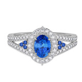 Photo of Kantuta 1 1/7 Carat T.W. Sapphire and diamond Engagement Ring 14K White Gold Vermeil [BT2728WE-C000]