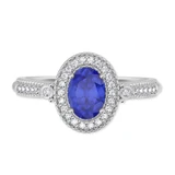 Photo of Magnol 1 1/10 Carat T.W. Sapphire and Diamond Matching Wedding Trio Set 14K White Gold Vermeil [BT2732WE-C000]