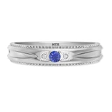 Photo of Magnol 1 1/10 Carat T.W. Sapphire and Diamond Matching Wedding Trio Set 14K White Gold Vermeil [BT2732WM]