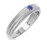 Photo of Magnol 1 1/10 Carat T.W. Sapphire and Diamond Matching Wedding Trio Set 14K White Gold Vermeil [BT2732WM]